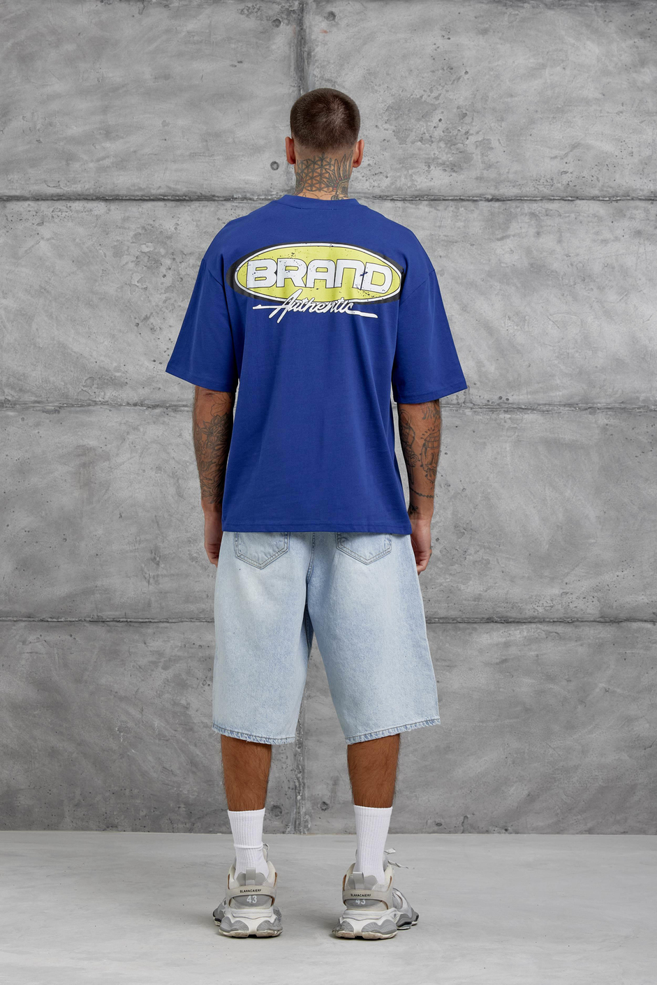 Lacivert Brand Authentic Yazılı Oversize Tshirt