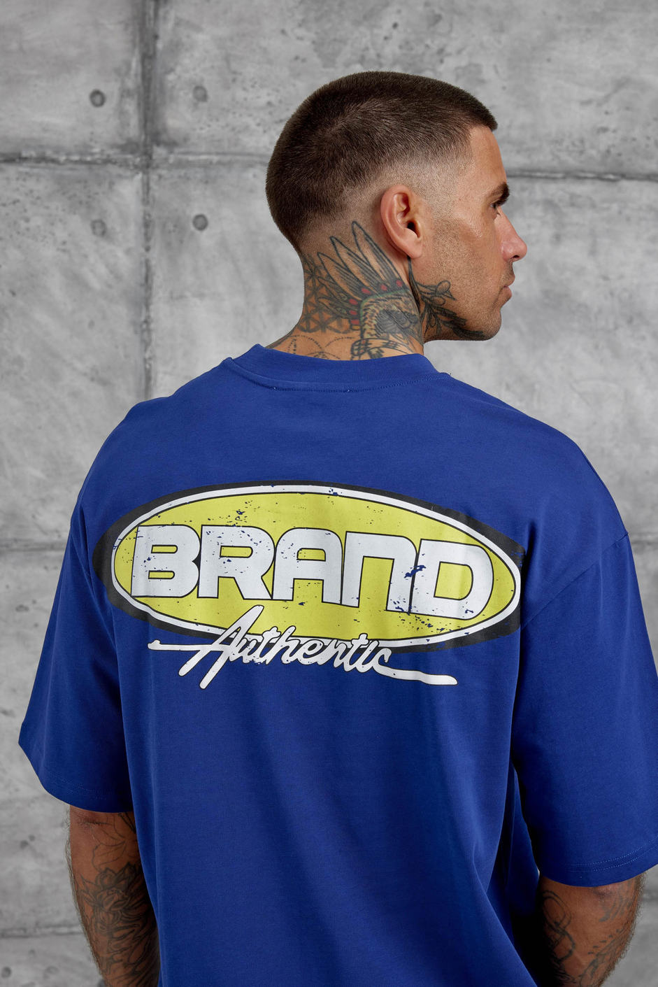 Lacivert Brand Authentic Yazılı Oversize Tshirt