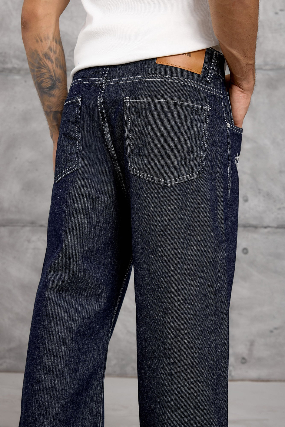 Lacivert CEPTE NAKIŞ AYRINTI BAGGY JEAN