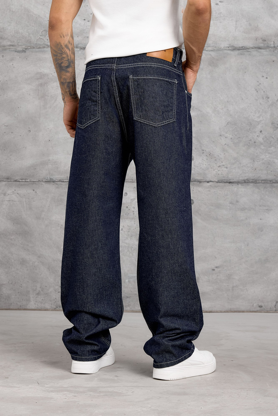 Lacivert CEPTE NAKIŞ AYRINTI BAGGY JEAN
