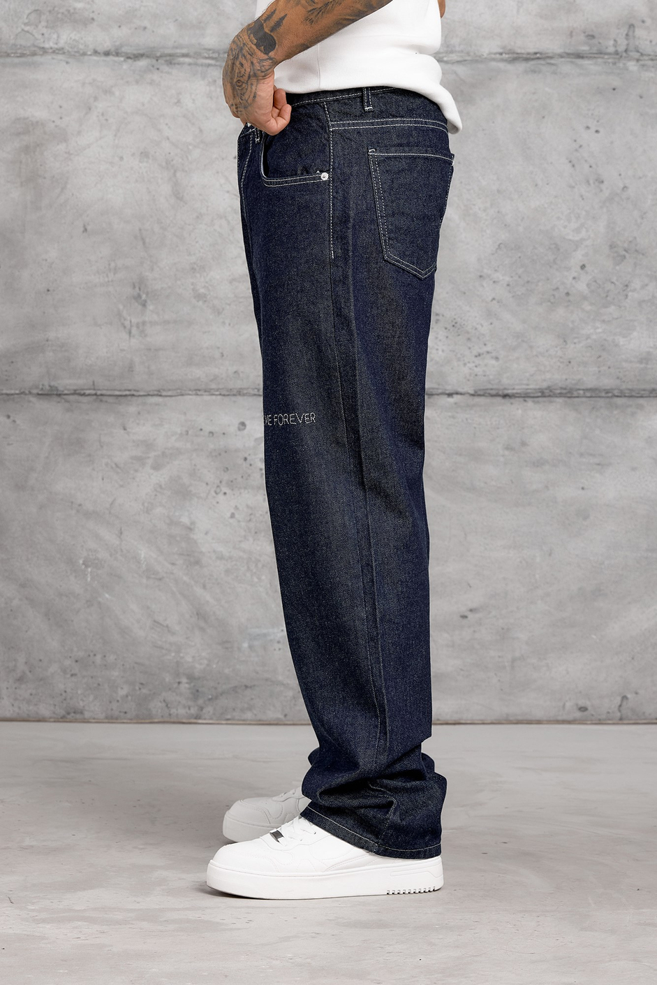 Lacivert CEPTE NAKIŞ AYRINTI BAGGY JEAN