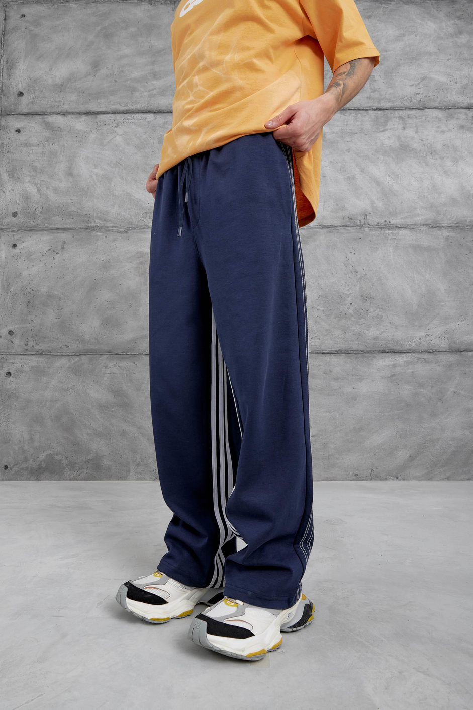 Lacivert Dikiş Detaylı Baggy Eşofman Altı