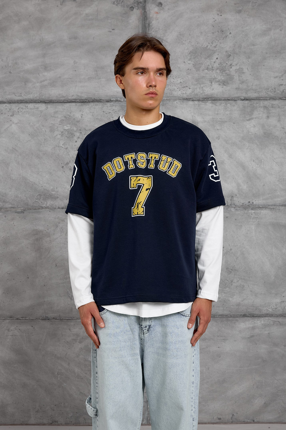 Lacivert DOTSTUD 7 BASKILI OVERSIZE SWEATSHIRT