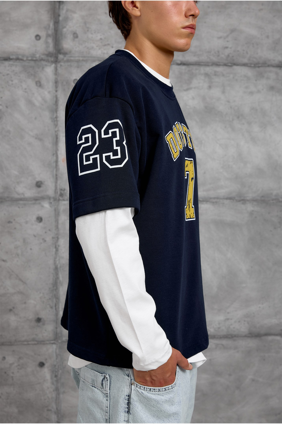 Lacivert DOTSTUD 7 BASKILI OVERSIZE SWEATSHIRT