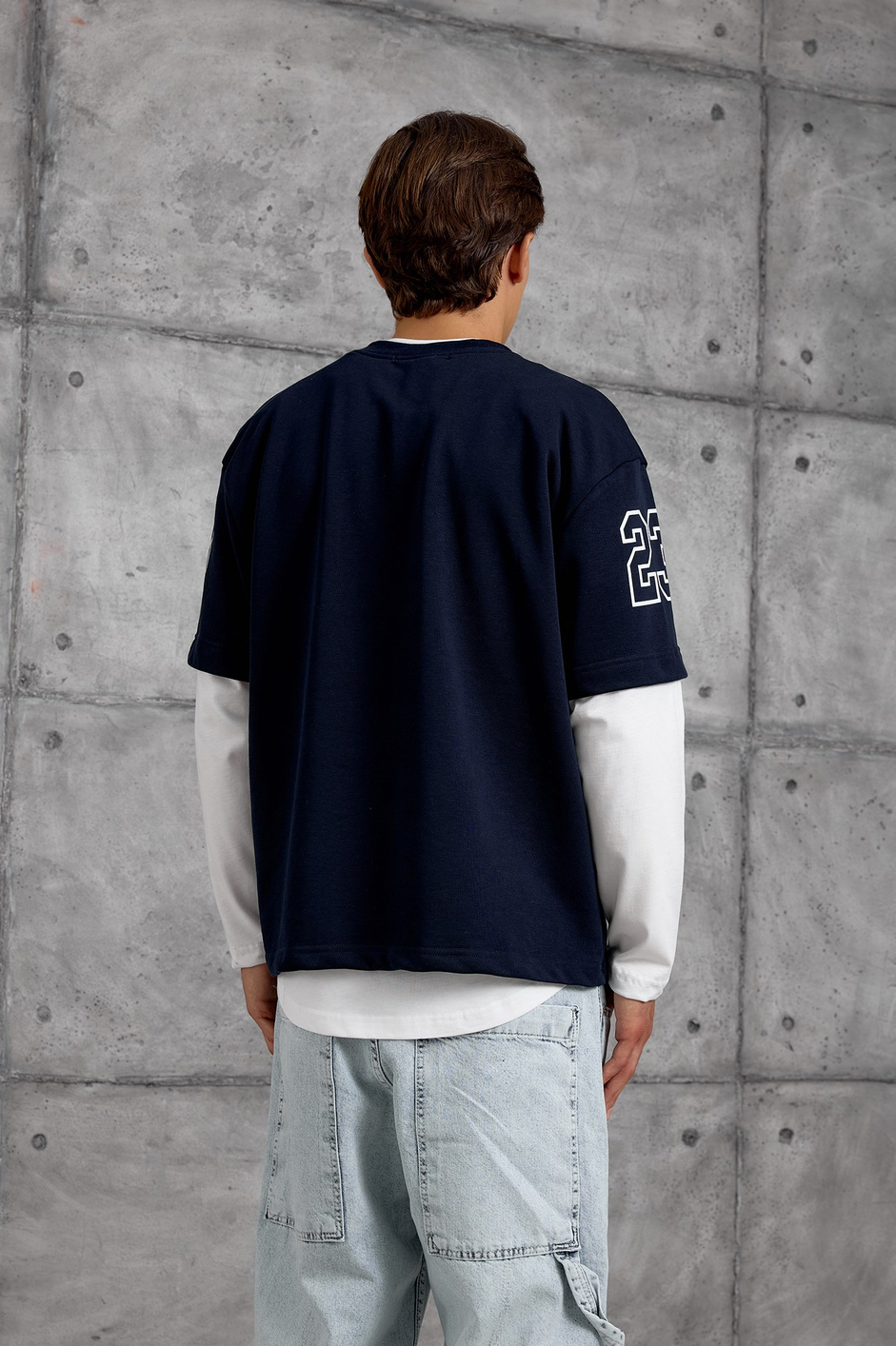 Lacivert DOTSTUD 7 BASKILI OVERSIZE SWEATSHIRT