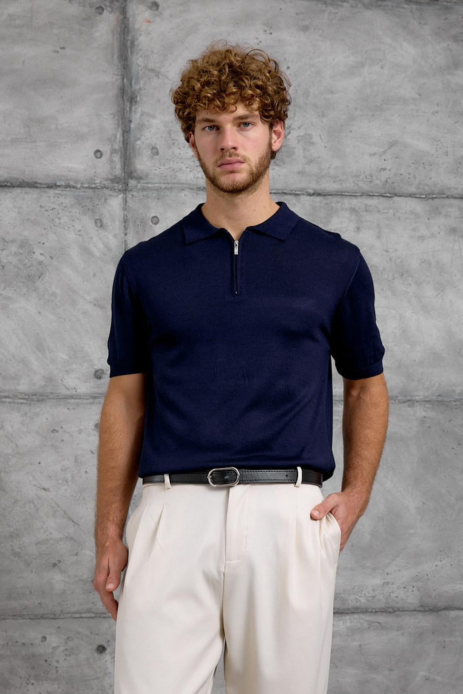 Lacivert DP FERMUARLI POLO TSHIRT