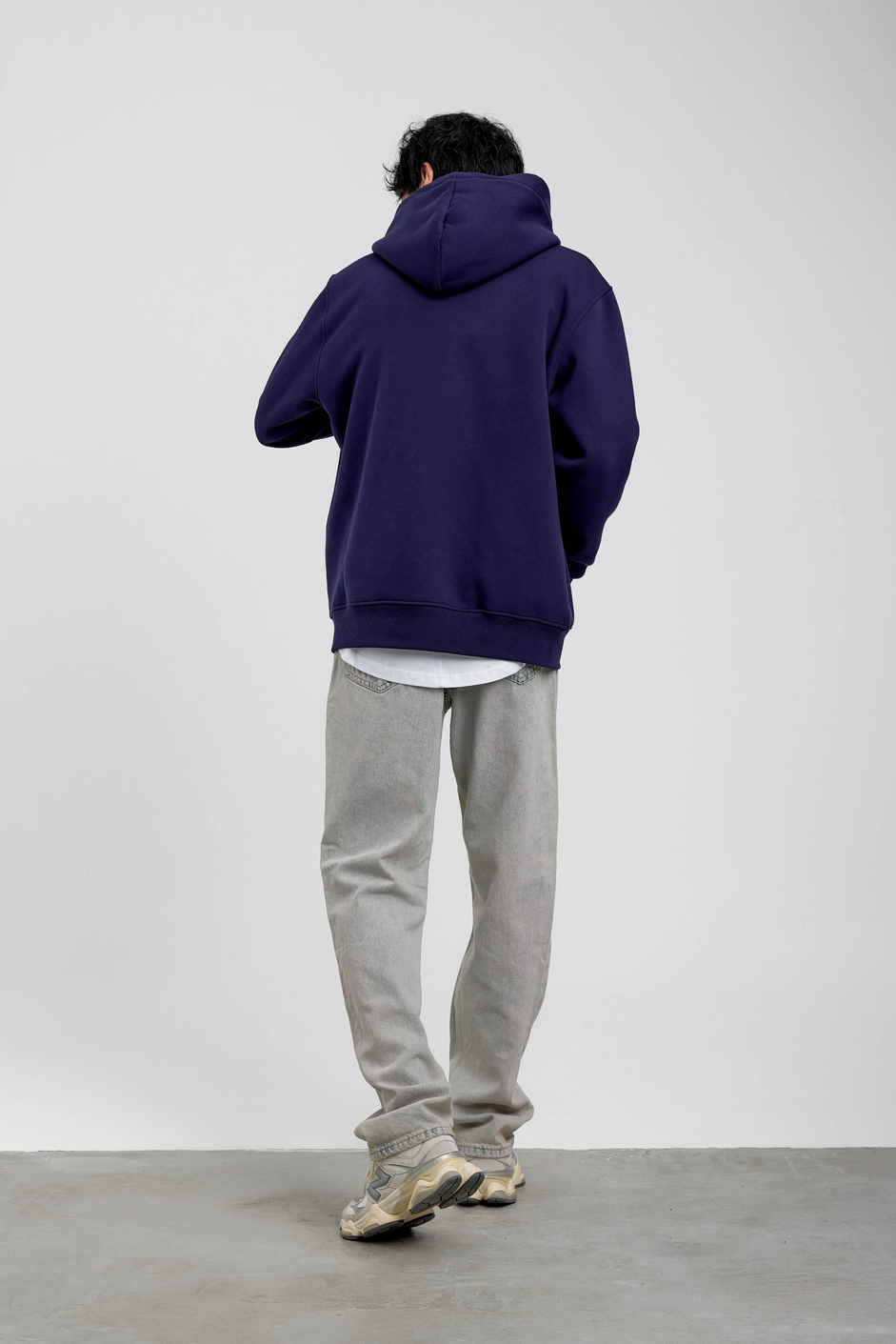 Lacivert El Baskılı Kapüşonlu Sweatshirt