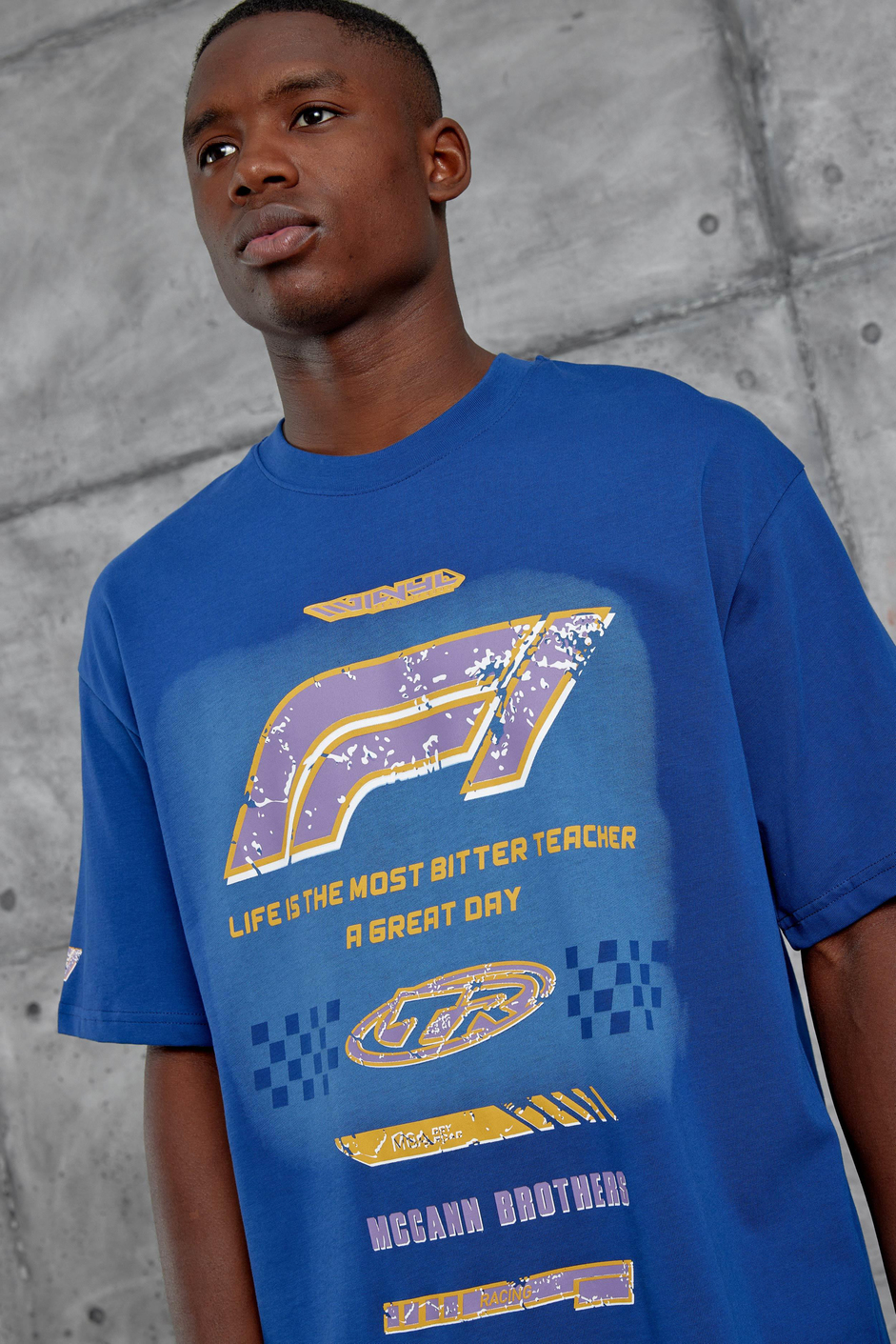 Lacivert F1 Baskılı Oversize Tshirt