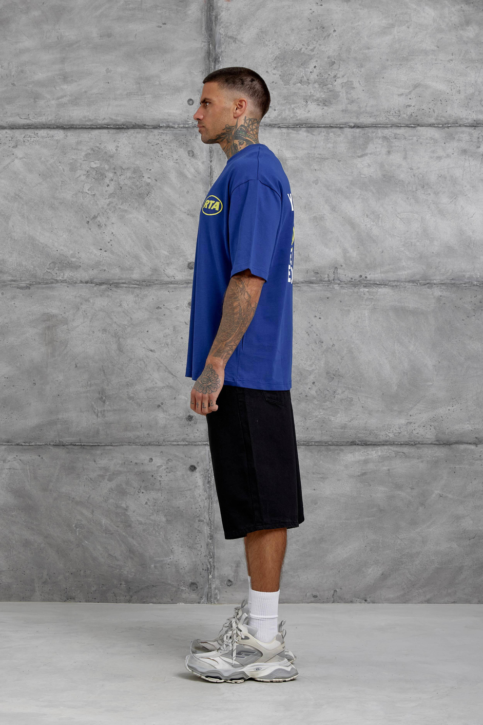 Lacivert First Your Mind Yazılı Oversize Tshirt