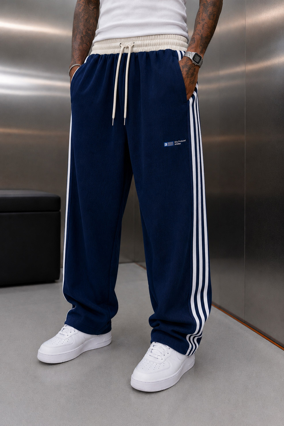 Lacivert FİTİLLİ İNCE KADİFE BAGGY EŞOFMAN ALTI