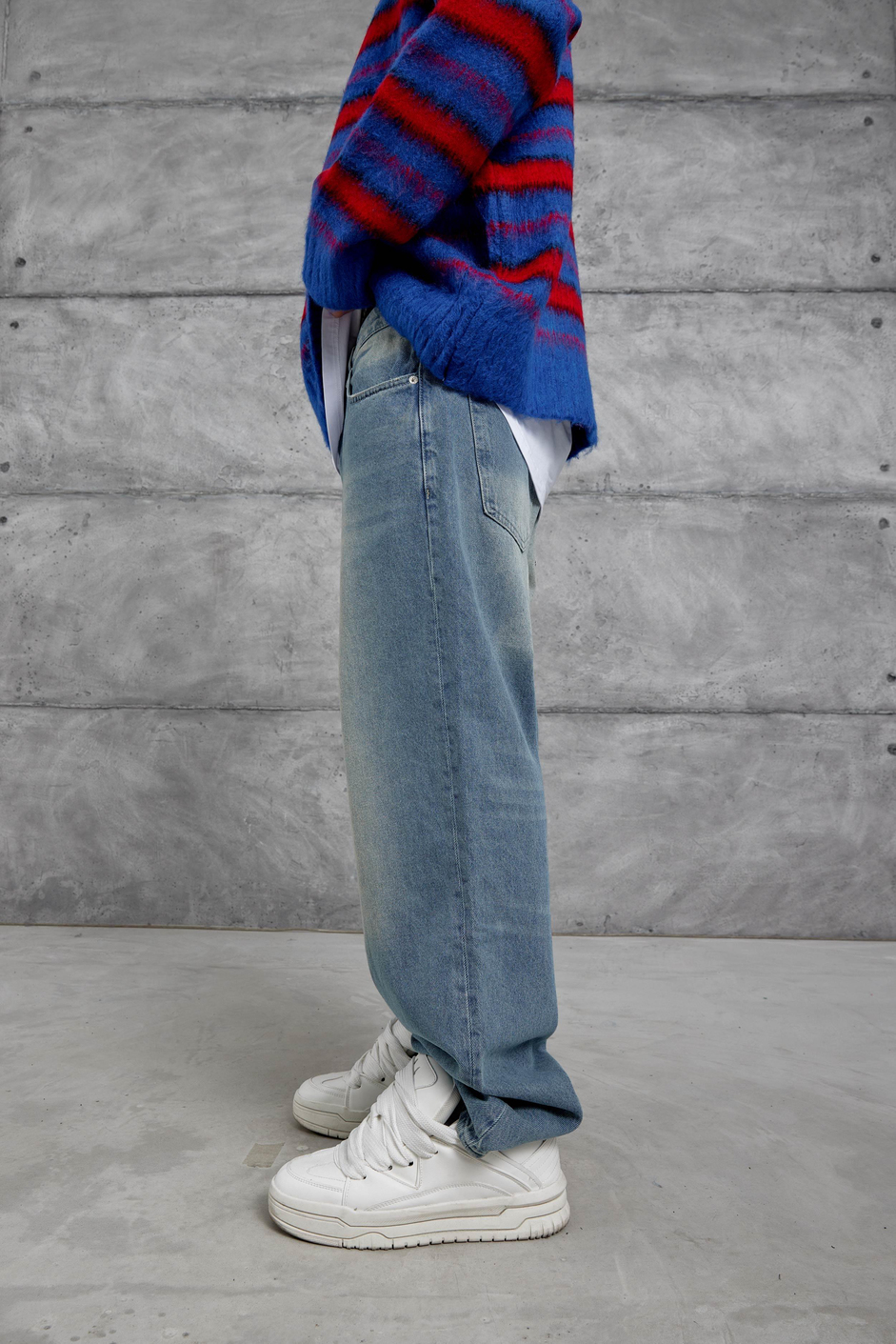 Lacivert GST BAGGY KALIP TAŞLAMALI JEAN