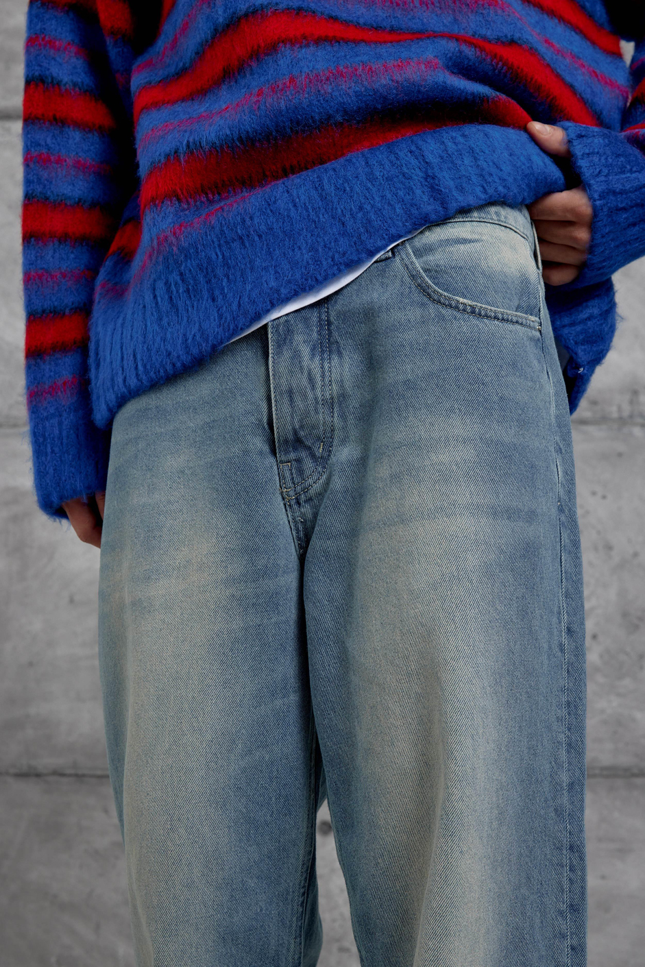 Lacivert GST BAGGY KALIP TAŞLAMALI JEAN