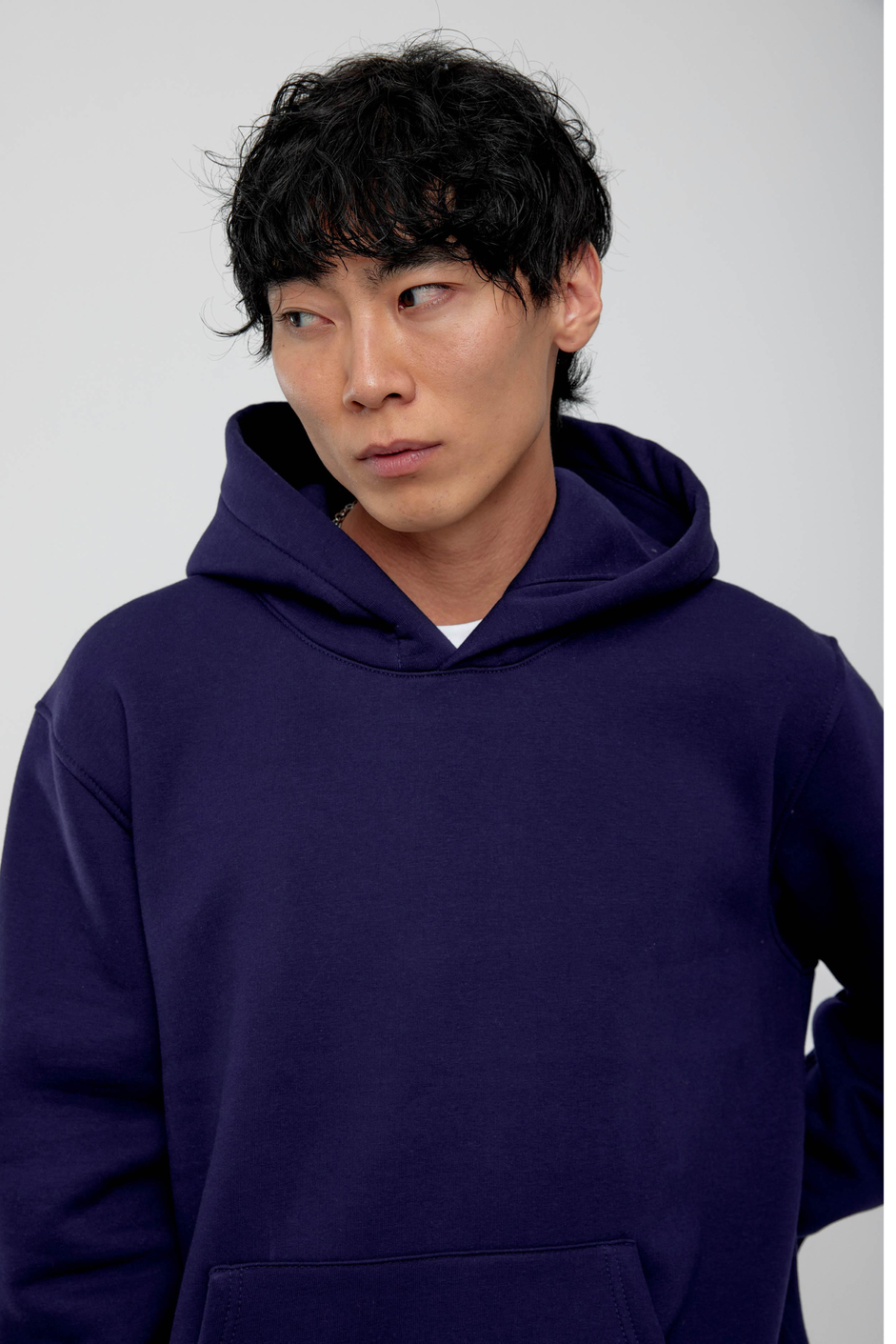 Lacivert Kapüşonlu Basic Şardonlu Sweatshirt