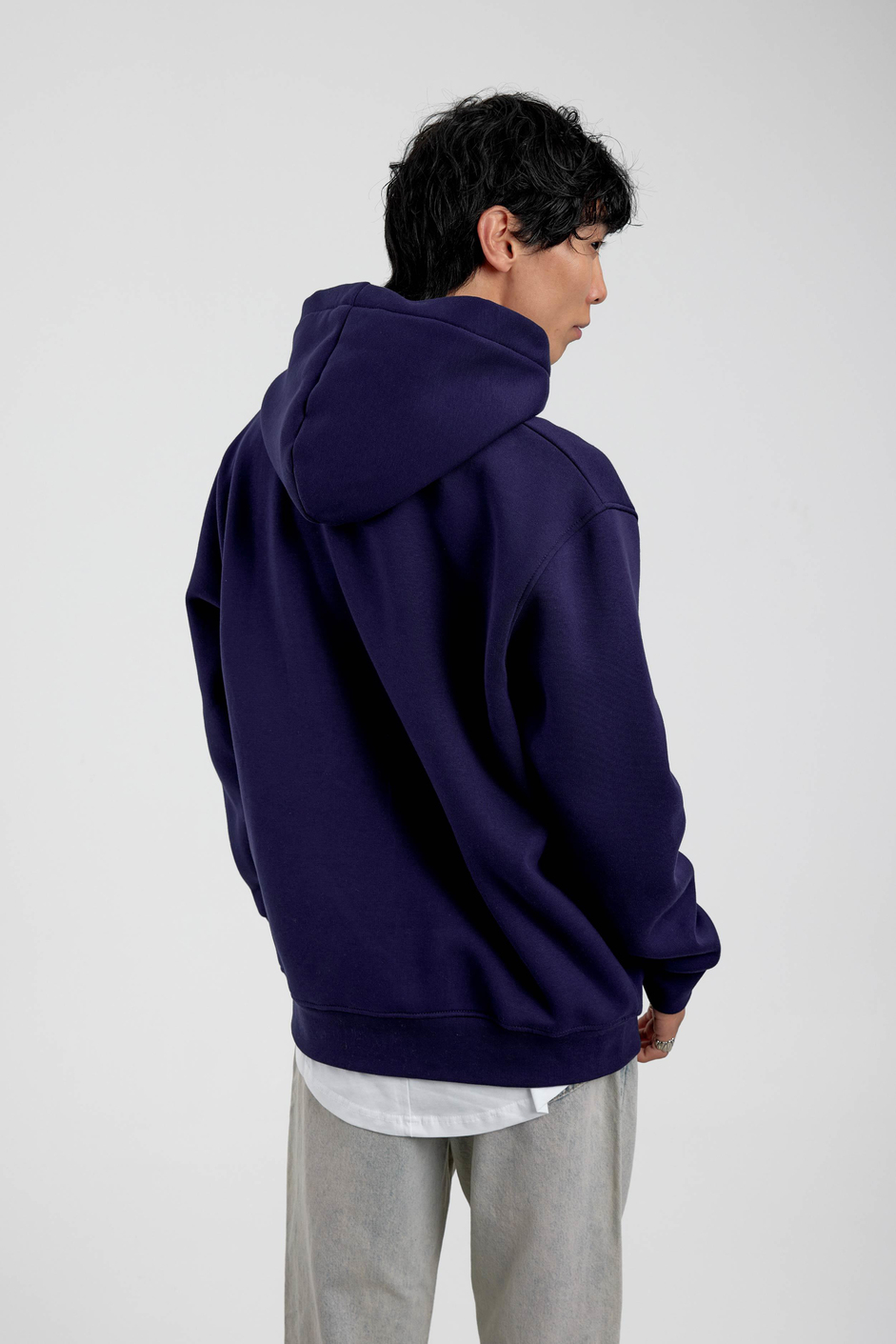 Lacivert Kapüşonlu Basic Şardonlu Sweatshirt