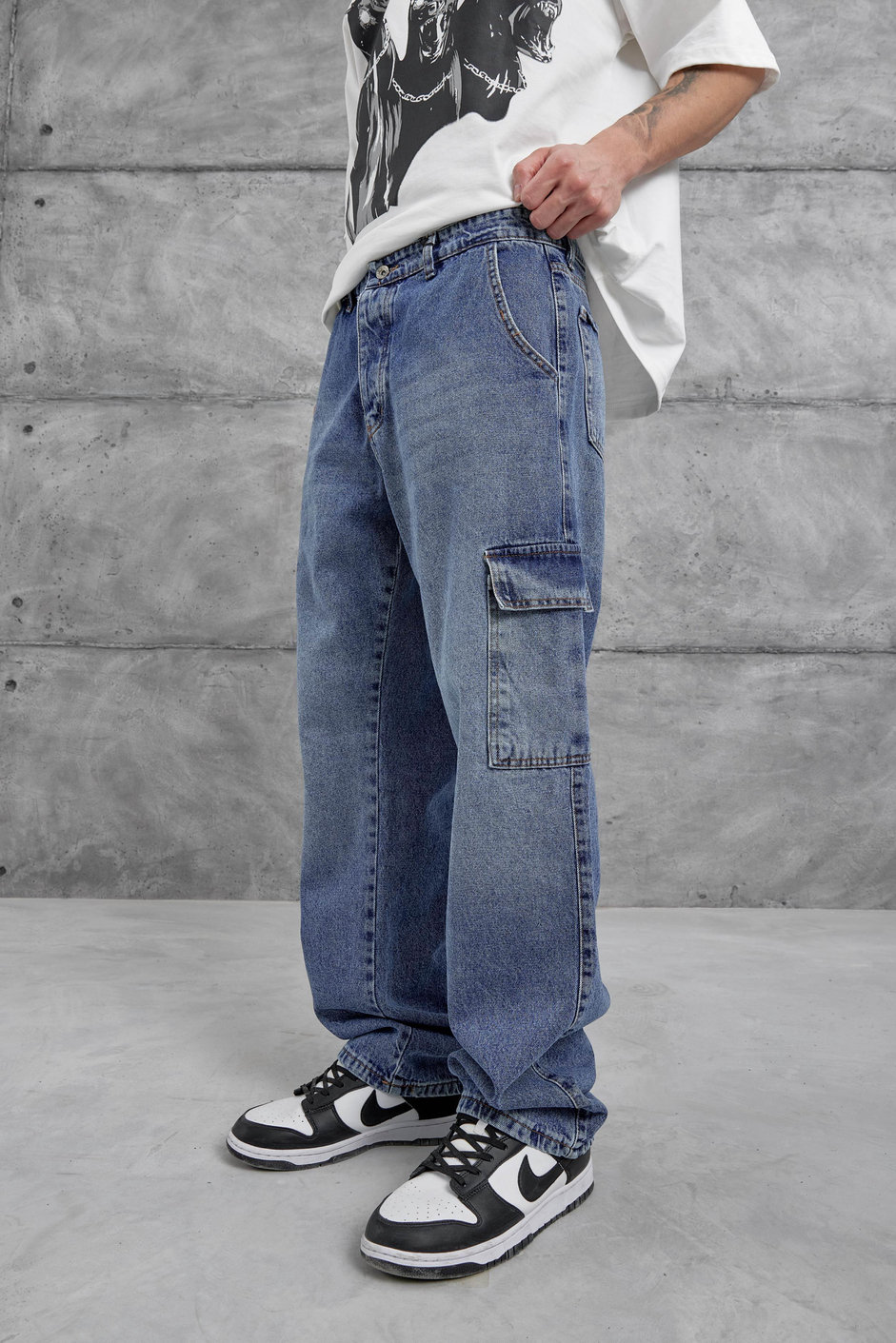 Lacivert Kp Kargo Baggy Jean