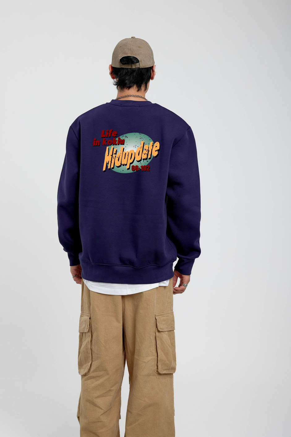 Lacivert Midupdate Baskılı Sweatshirt
