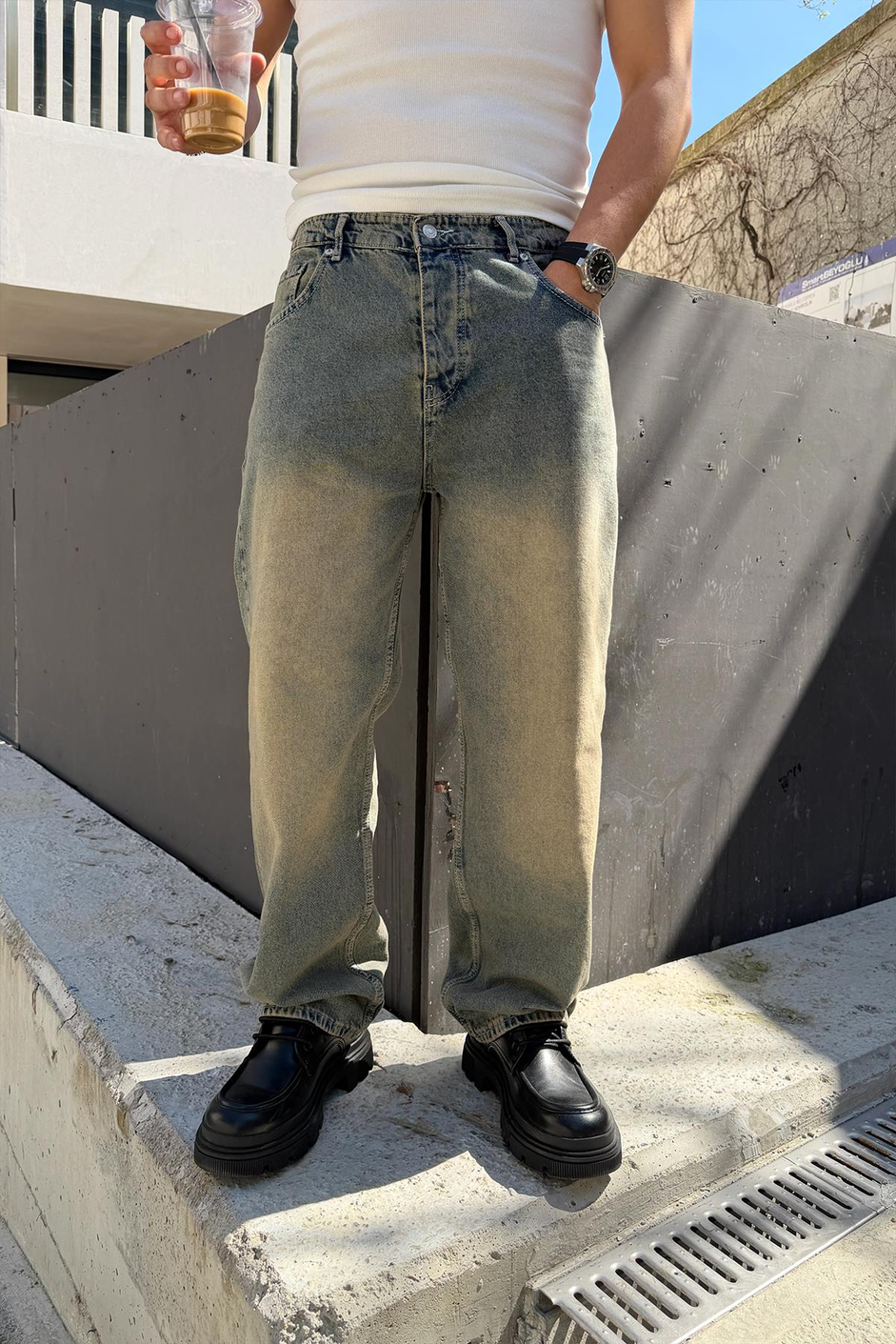 Lacivert MoB TAŞLAMALI BAGGY JEAN