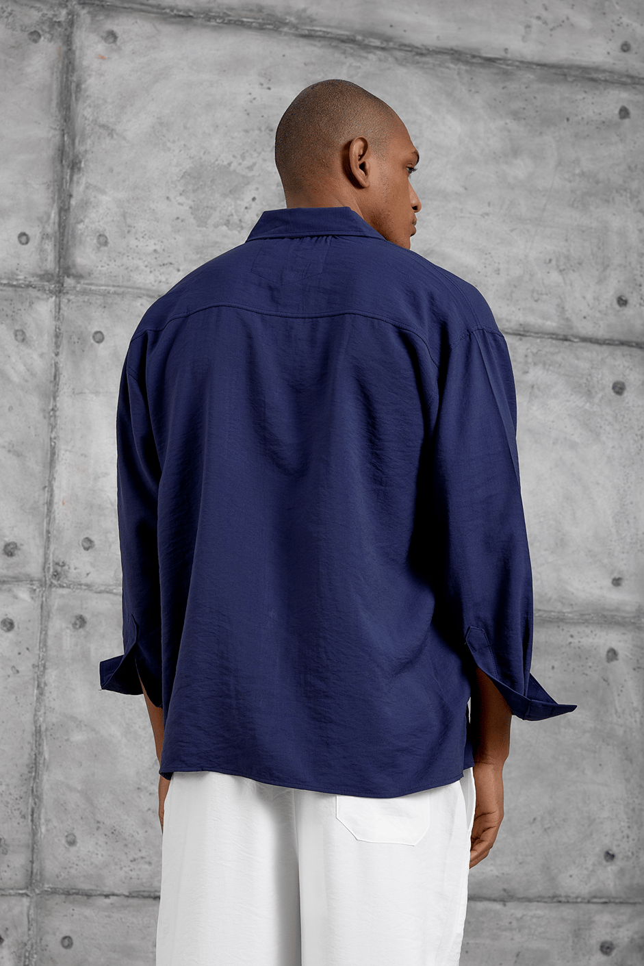 Lacivert MODAL KUMAŞ OVERSIZE GÖMLEK