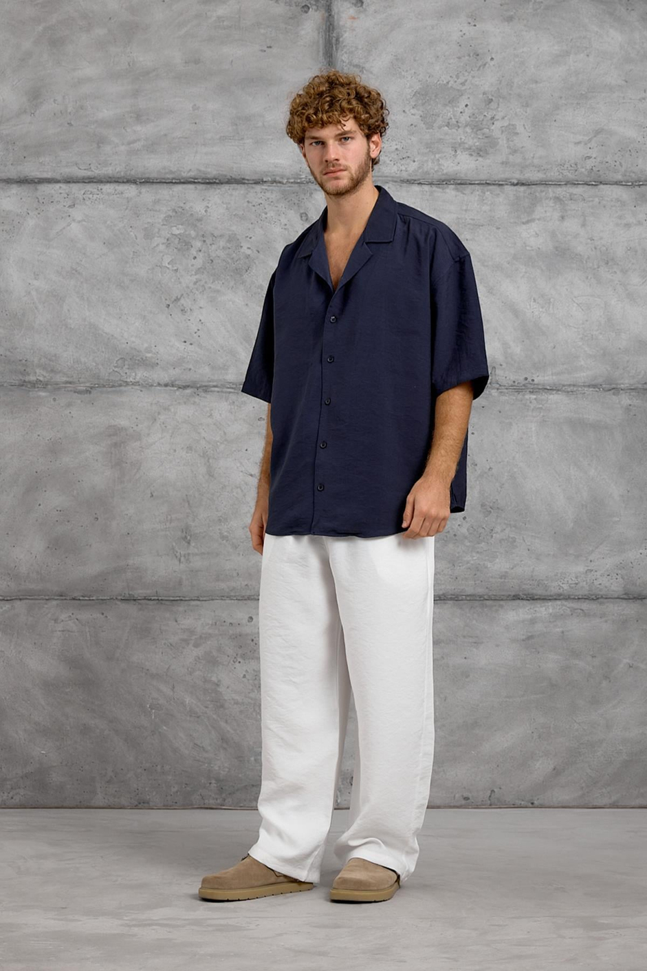 Lacivert MODAL KUMAŞ OVERSIZE GÖMLEK