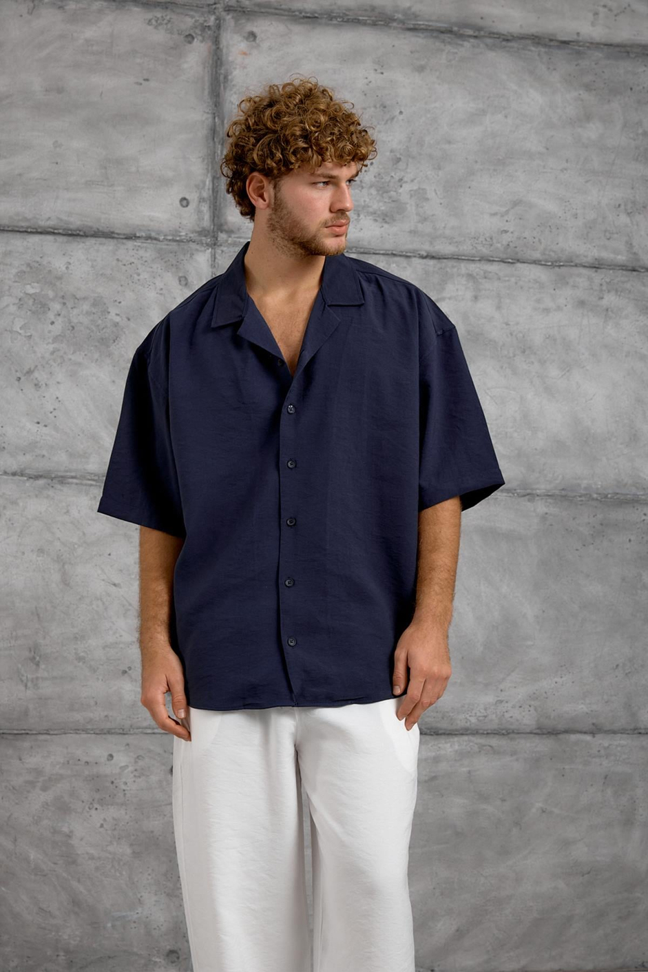 Lacivert MODAL KUMAŞ OVERSIZE GÖMLEK