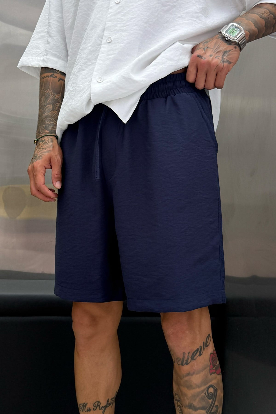 Lacivert MODAL KUMAŞ OVERSIZE ŞORT