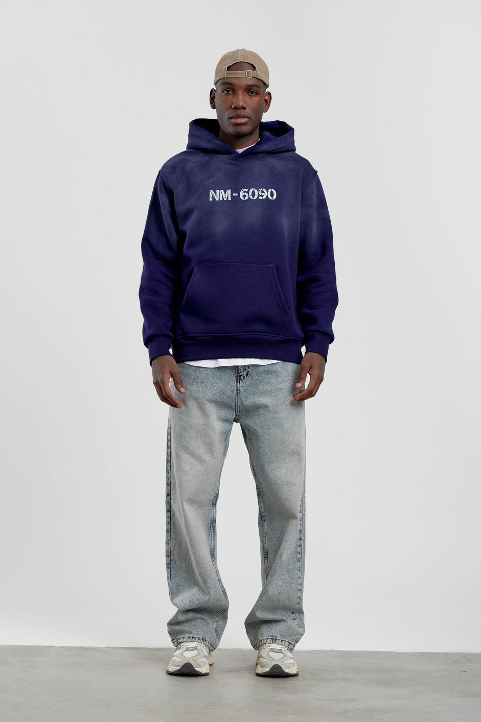 Lacivert NM-6090 Baskılı Kapüşonlu Sweatshirt