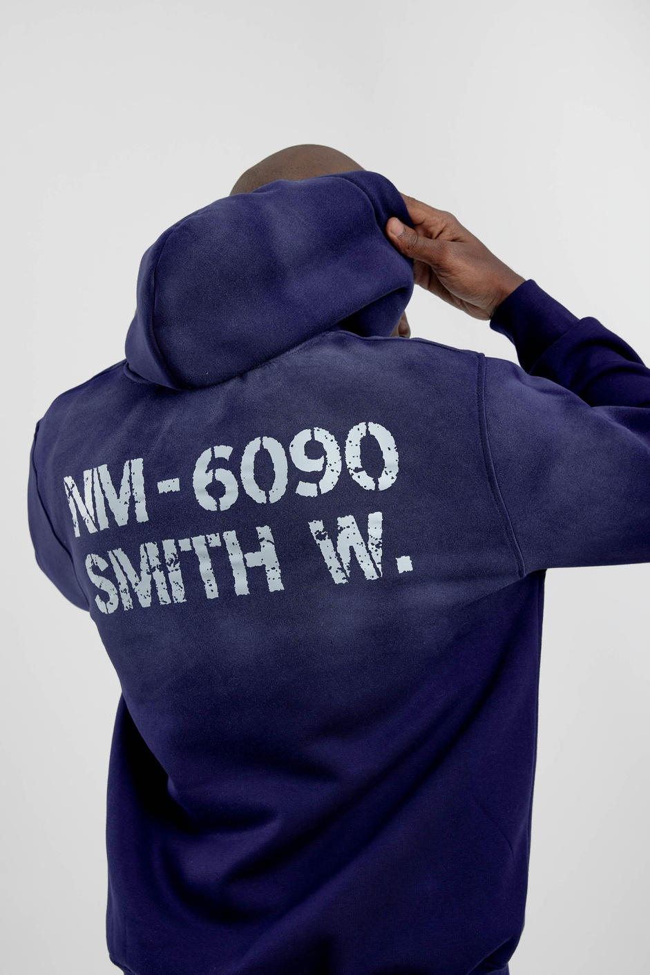 Lacivert NM-6090 Baskılı Kapüşonlu Sweatshirt