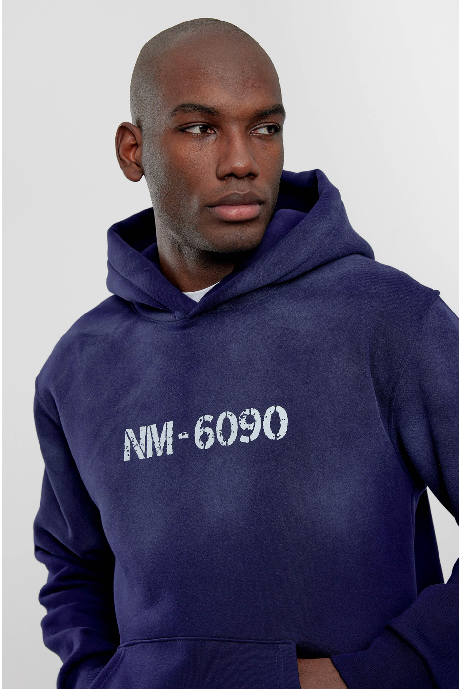 Lacivert NM-6090 Baskılı Kapüşonlu Sweatshirt