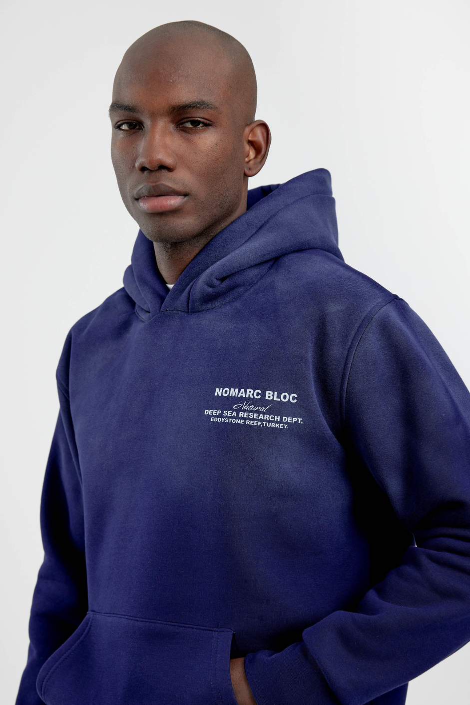 Lacivert Nomarc Bloc Baskılı Kapüşonlu Sweatshirt