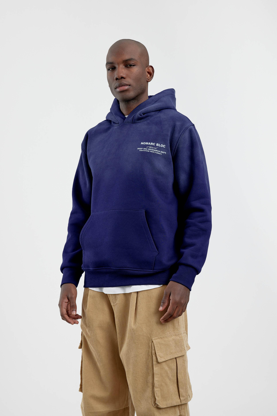 Lacivert Nomarc Bloc Baskılı Kapüşonlu Sweatshirt