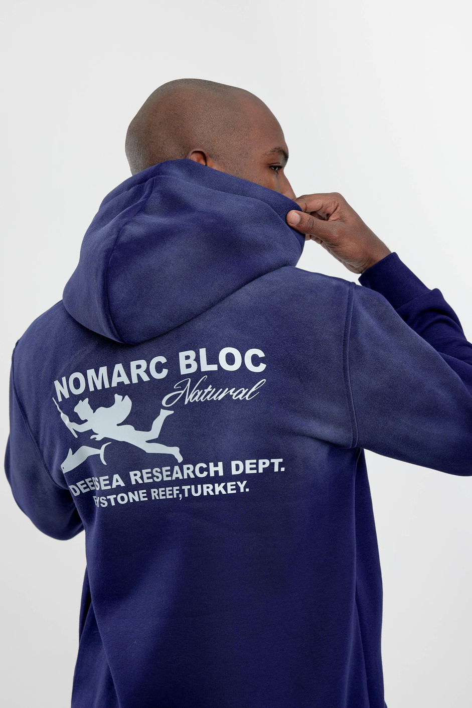 Lacivert Nomarc Bloc Baskılı Kapüşonlu Sweatshirt