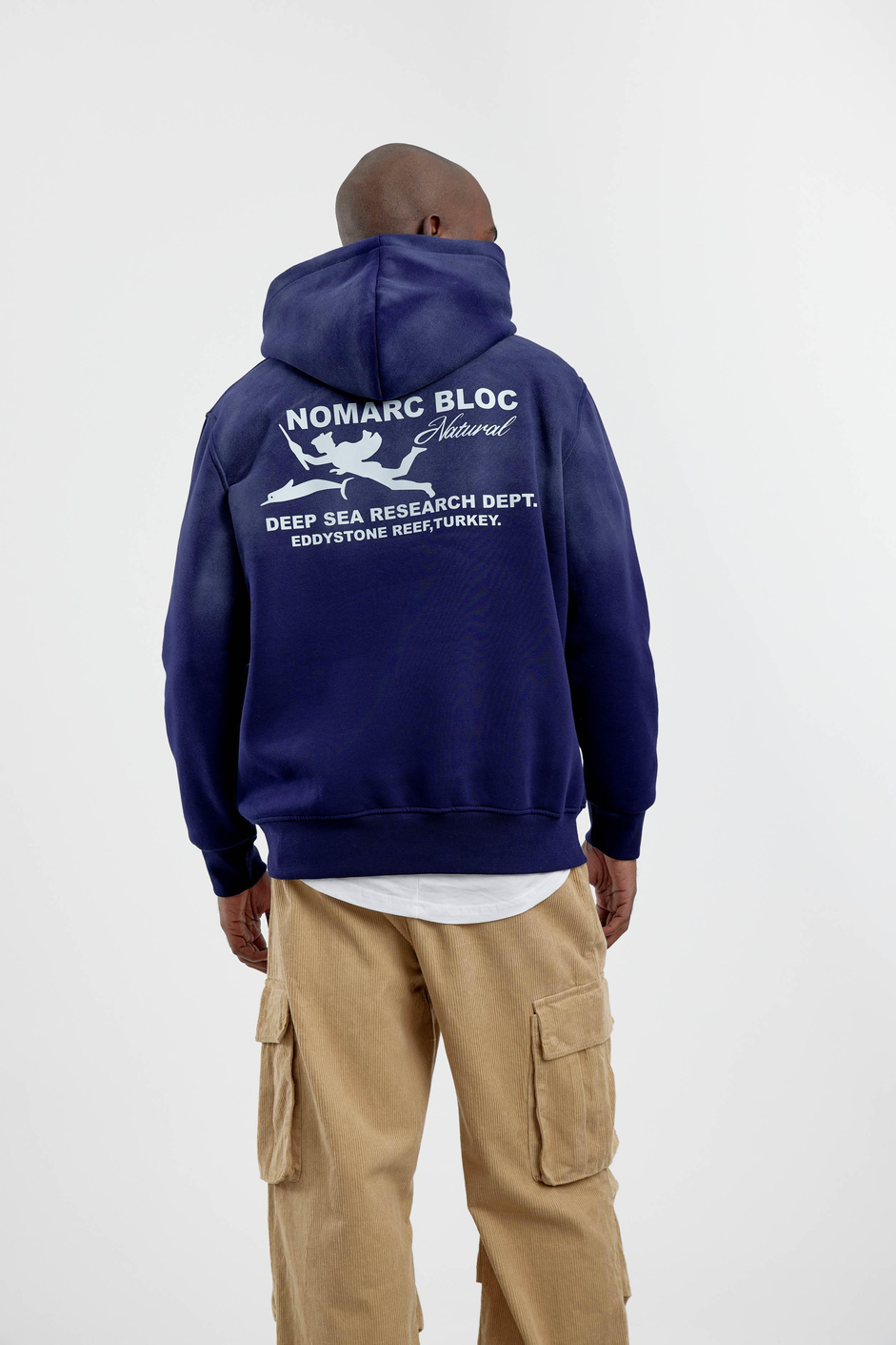 Lacivert Nomarc Bloc Baskılı Kapüşonlu Sweatshirt