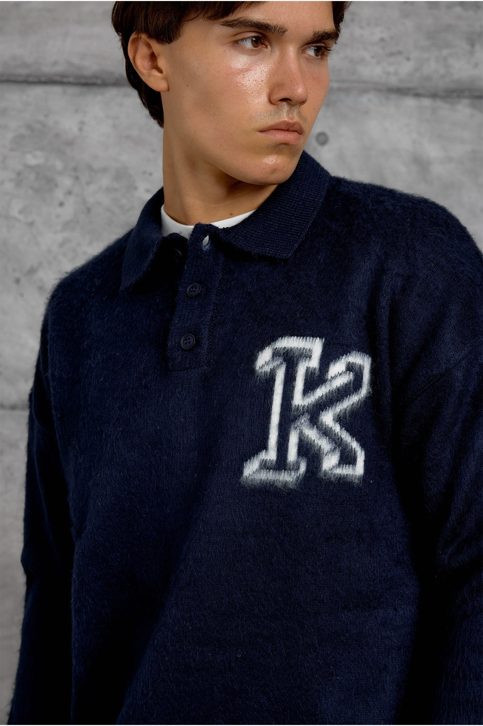 Lacivert POLO YAKA K HARF TRİKO SWEAT