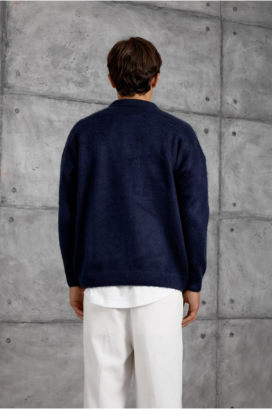 Lacivert POLO YAKA K HARF TRİKO SWEAT