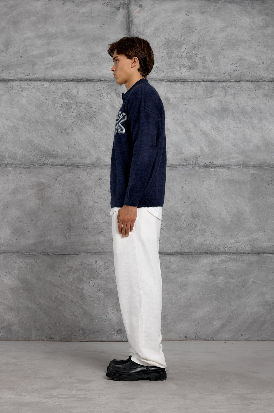 Lacivert POLO YAKA K HARF TRİKO SWEAT