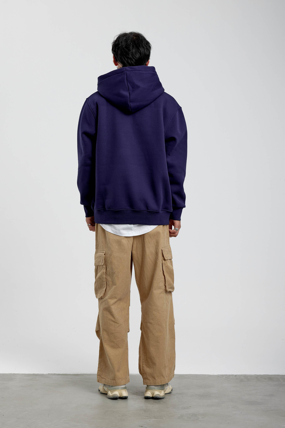 Lacivert Pota Baskılı Kapüşonlu Sweatshirt