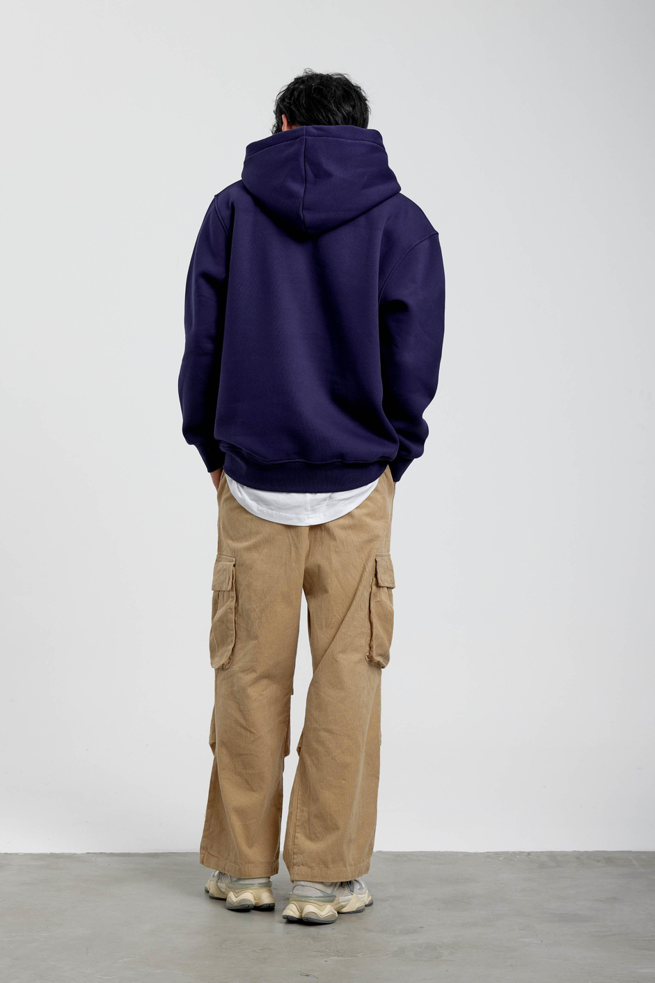 Lacivert Pota Baskılı Kapüşonlu Sweatshirt