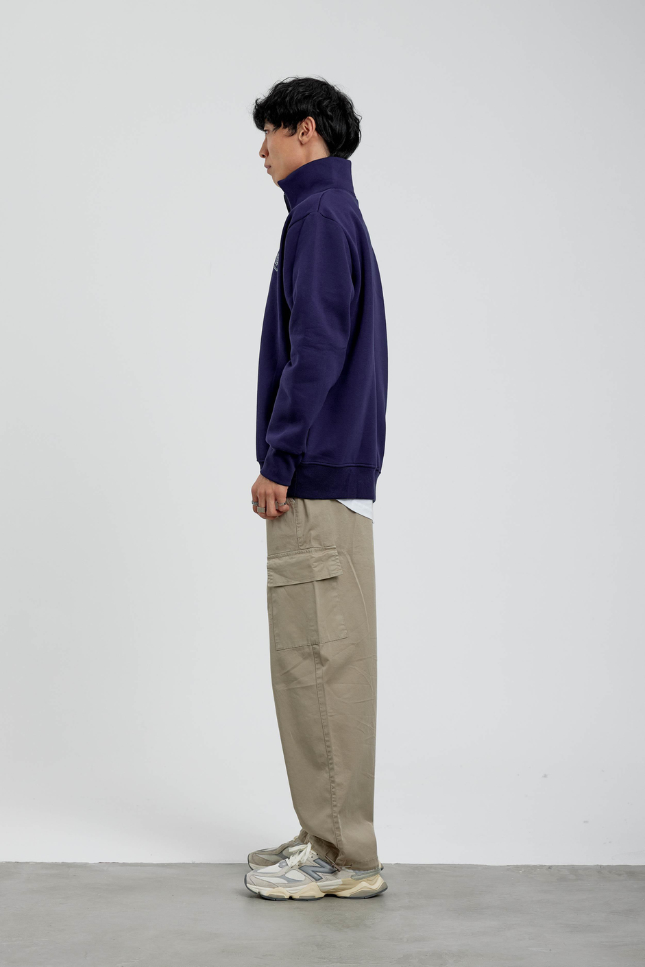 Lacivert Proust Yazılı Yarım Fermuarlı Sweatshirt