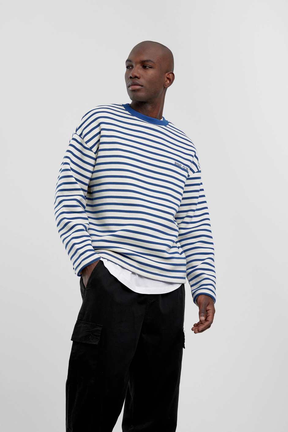 Lacivert Royal Club Çizgili Sweatshirt