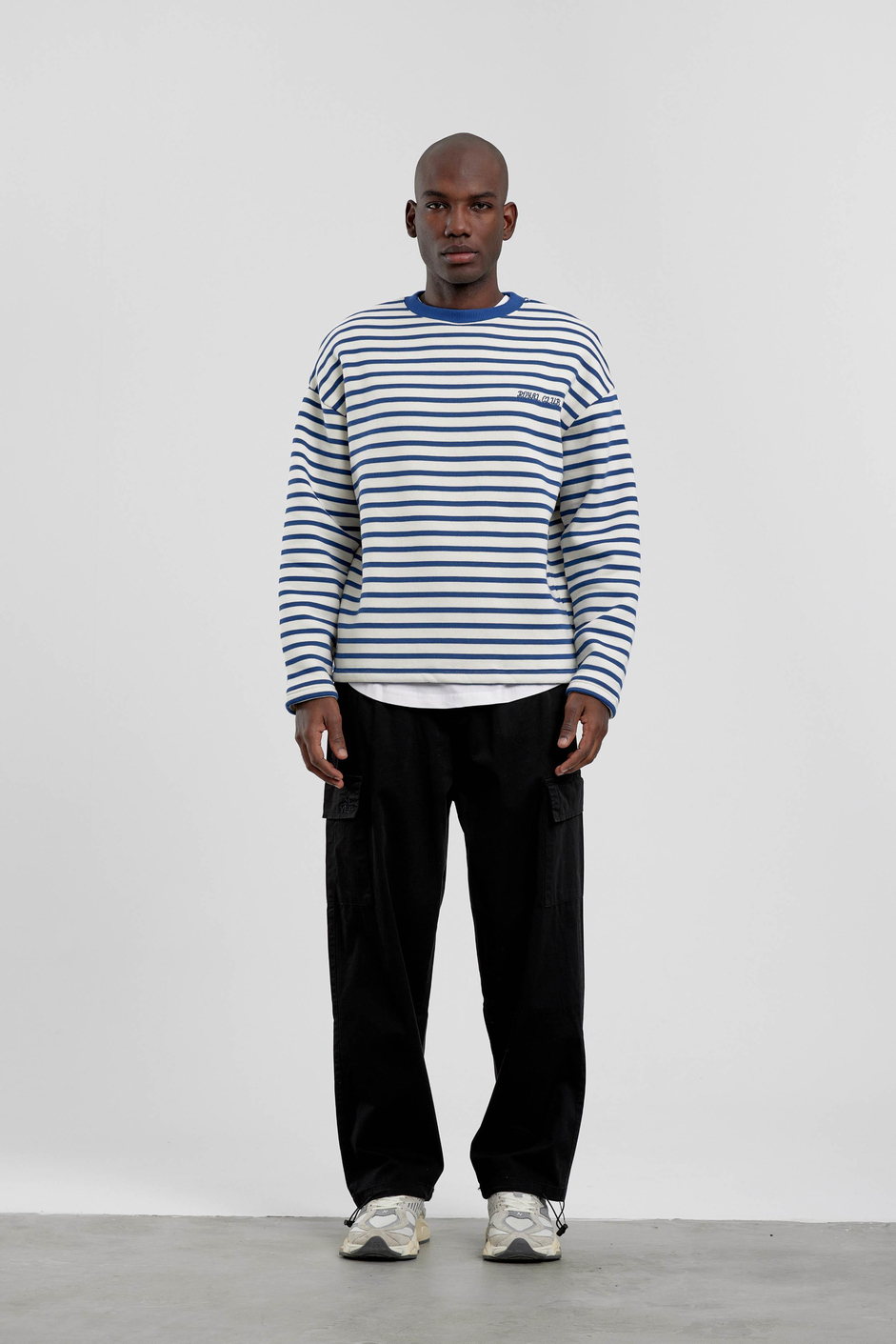 Lacivert Royal Club Çizgili Sweatshirt