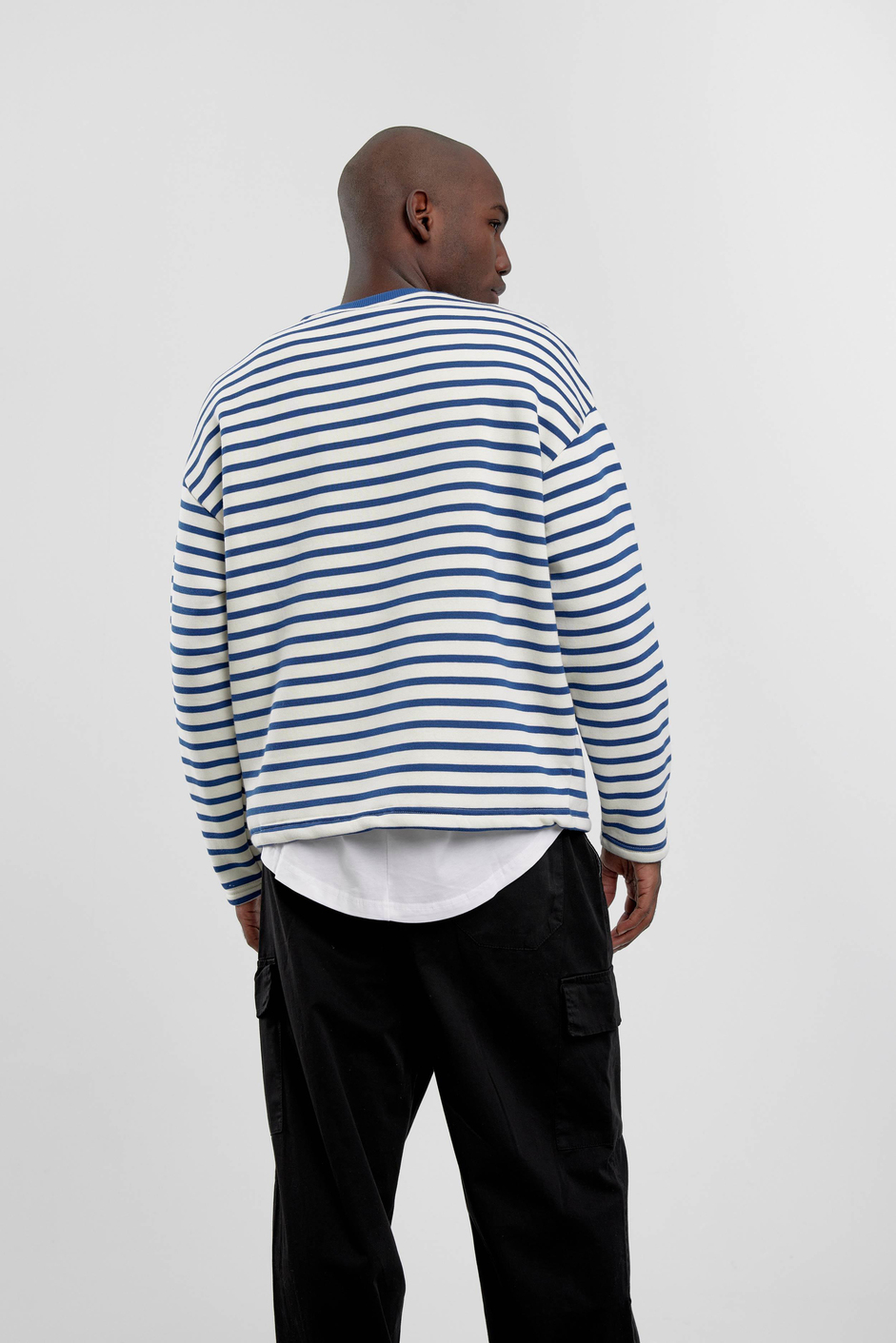 Lacivert Royal Club Çizgili Sweatshirt