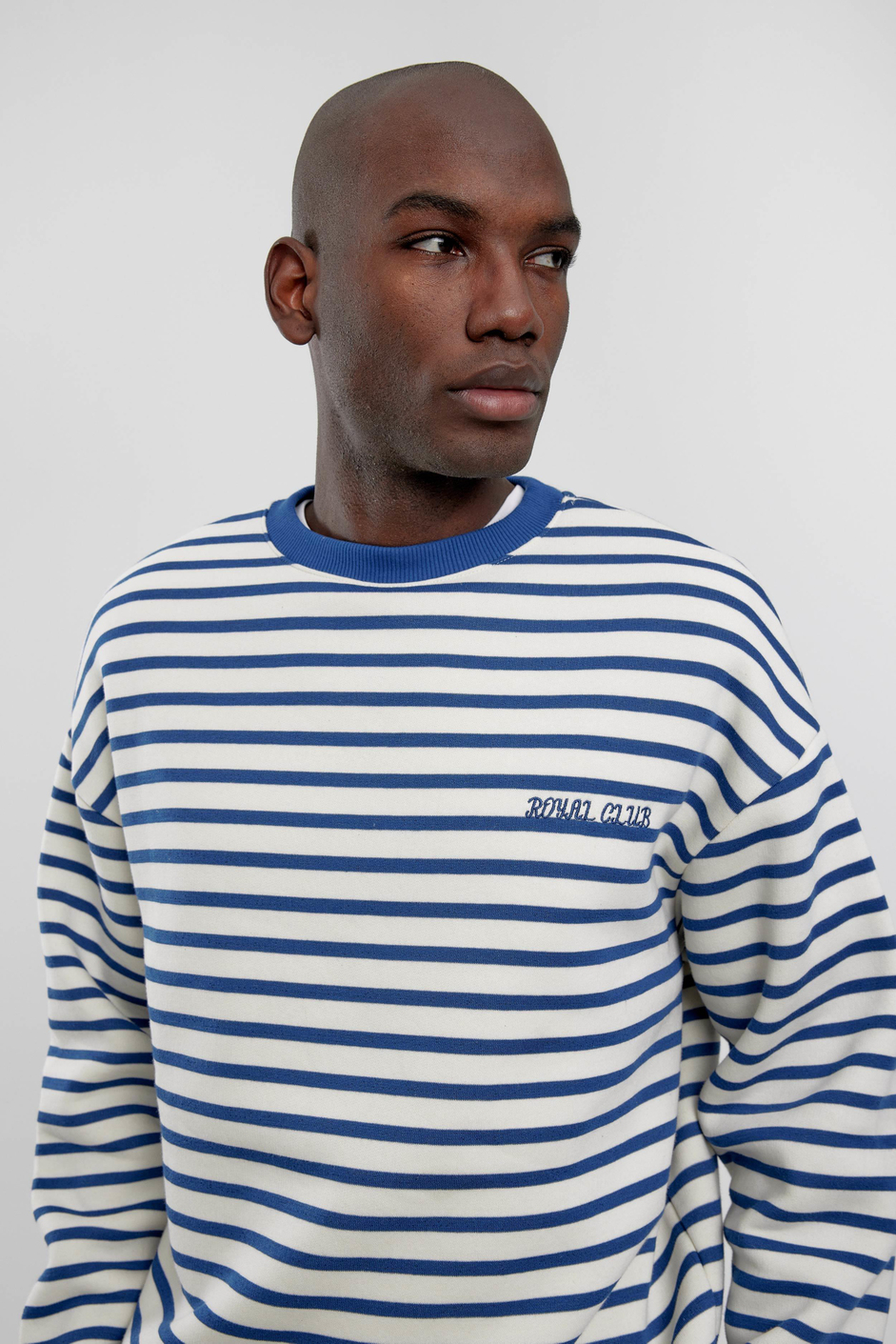 Lacivert Royal Club Çizgili Sweatshirt