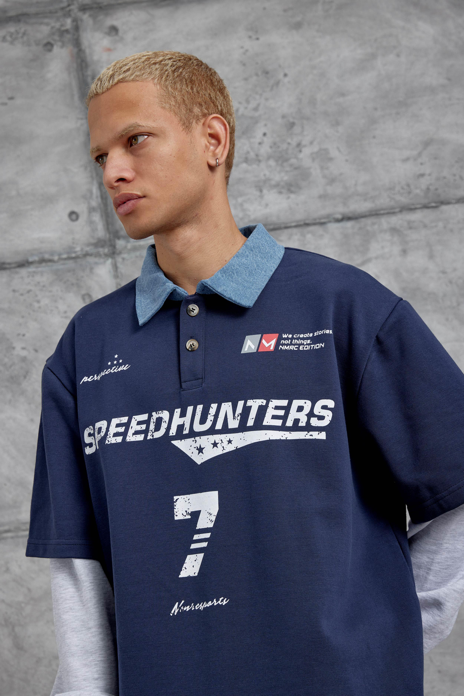 Lacivert SPEEDHUNTERS BASKILI OVERSİZE SWEATSHİRT