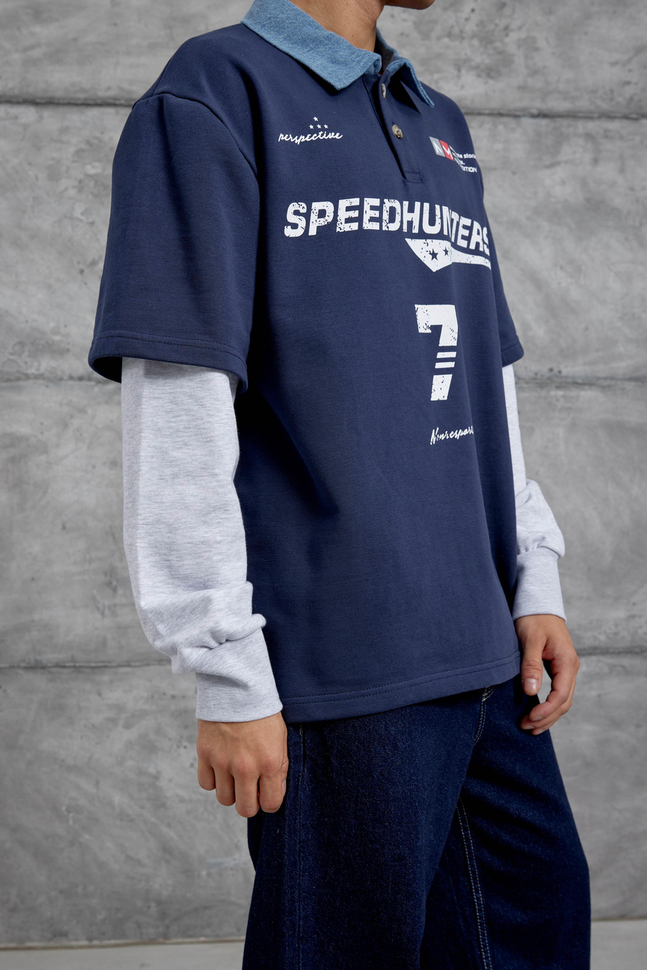 Lacivert SPEEDHUNTERS BASKILI OVERSİZE SWEATSHİRT