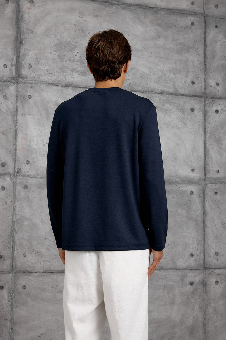 Lacivert UZUN KOLLU OYSHO KUMAŞ SWEATSHIRT