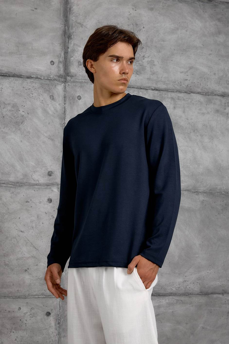 Lacivert UZUN KOLLU OYSHO KUMAŞ SWEATSHIRT