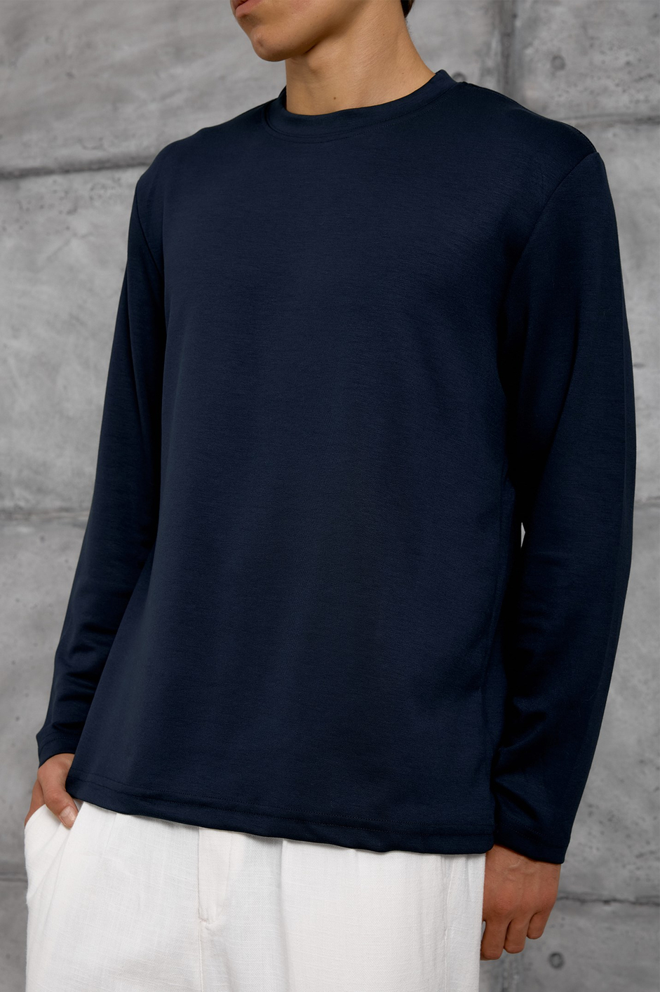 Lacivert UZUN KOLLU OYSHO KUMAŞ SWEATSHIRT