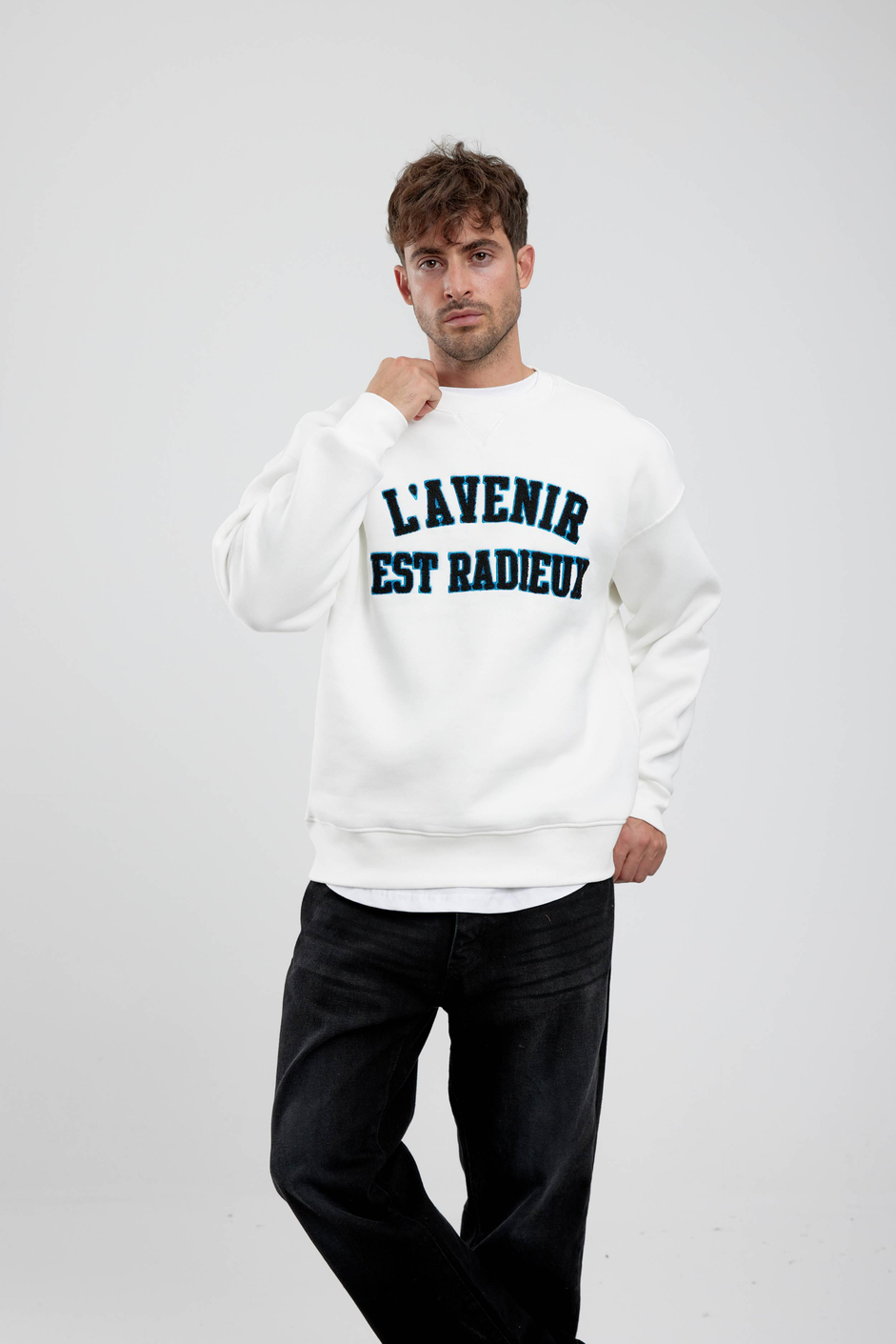 Lavenir Yazılı Beyaz Sweatshirt