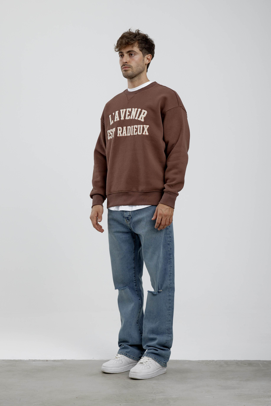 Lavenir Yazılı Kahverengi Sweatshirt