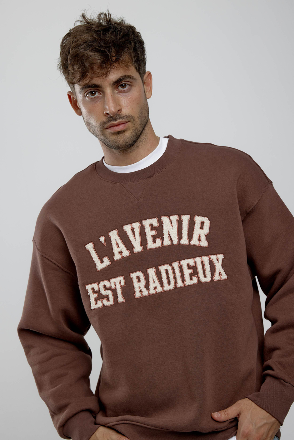 Lavenir Yazılı Kahverengi Sweatshirt